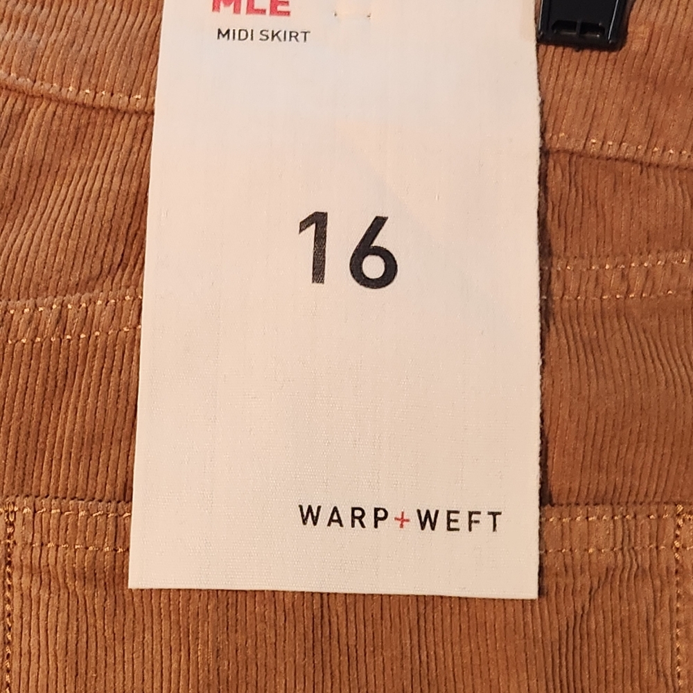WARP + WEFT Tan Velana Midi Corduroy Skirt - Picture 12 of 13
